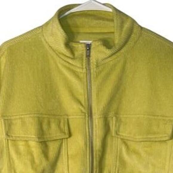 Aerie Top Womens Size XL Neon Green Shacket Crop Zip Front Corduroy Pockets NWT - Picture 5 of 7